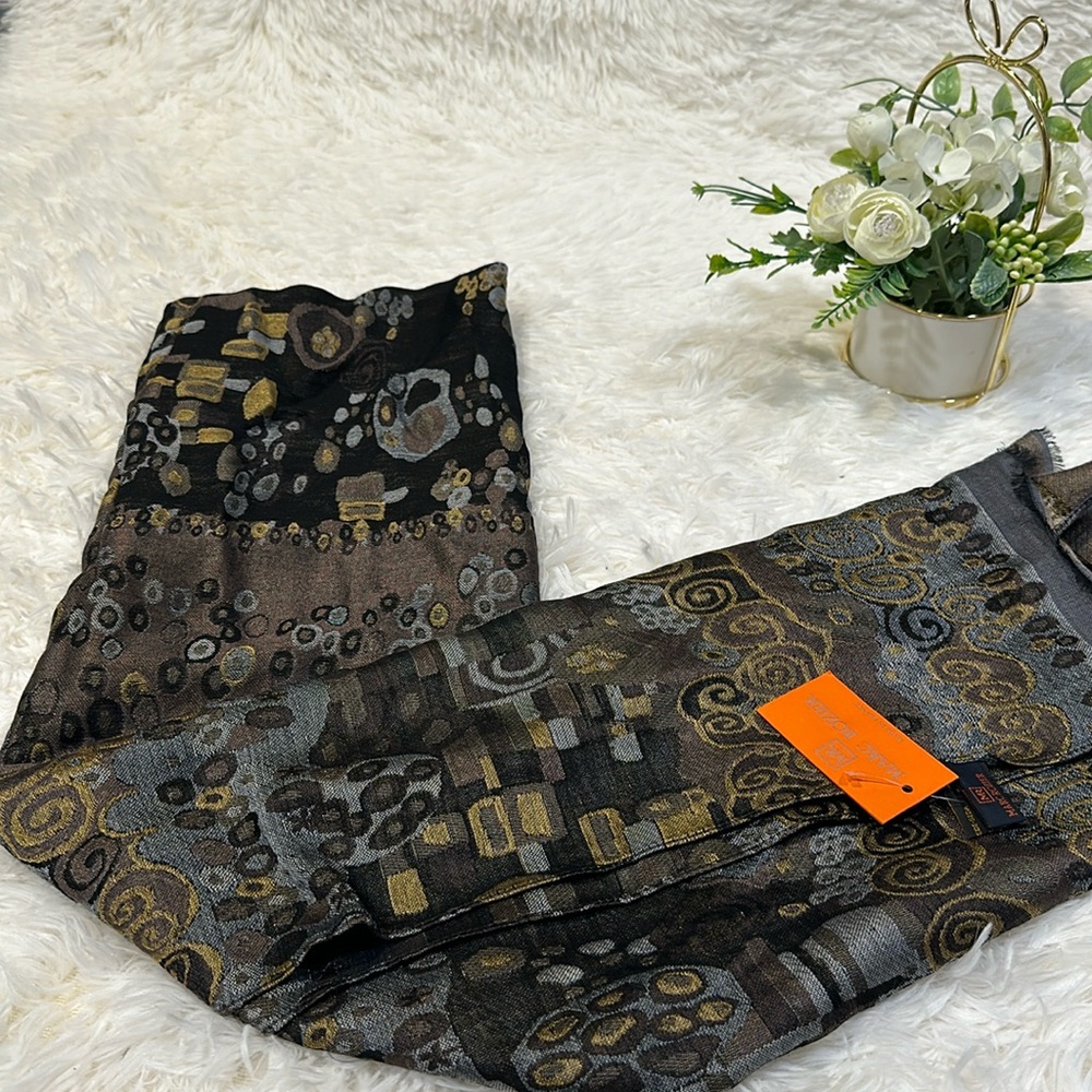 Marc Rozier Paris Print Scarf with Fringe Edges